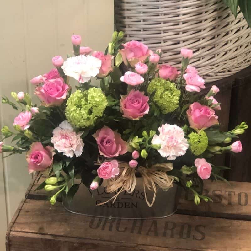 Zinc arrangement from Newent florist Flowercraft