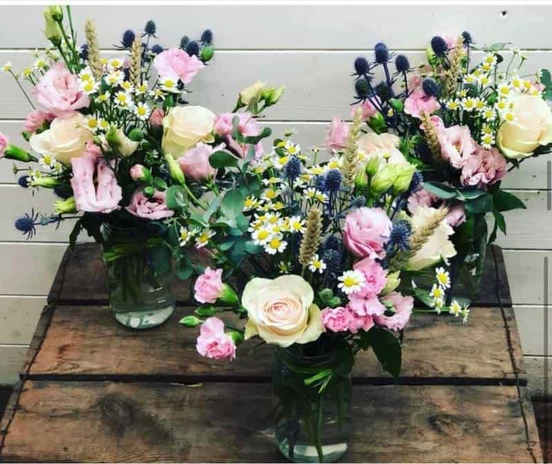 next day flowers gloucestershire seasonal jam jar trio
